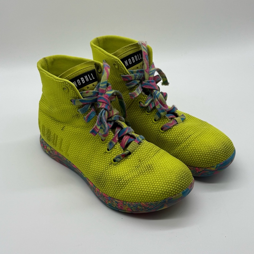 NoBull Neon Glitch Trainer Shoes Women's 8 High Top Lace Up Athletic Activewear